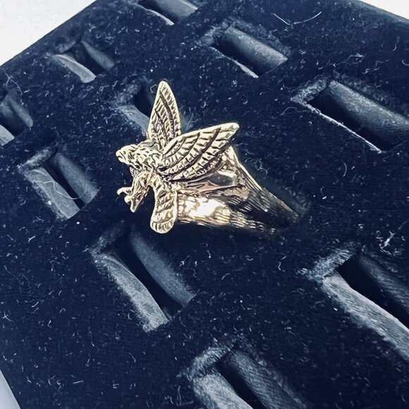 Vintage 18k HGE Men's Flying Eagle Ring (R415) - Picture 4 of 8